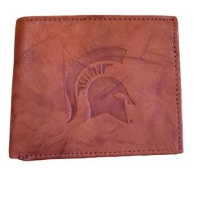 Leather wallet with trojan imprint nwot